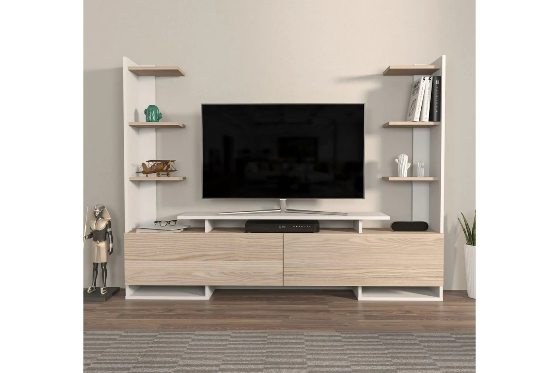 TV-bänk Akdere Vit / Ek