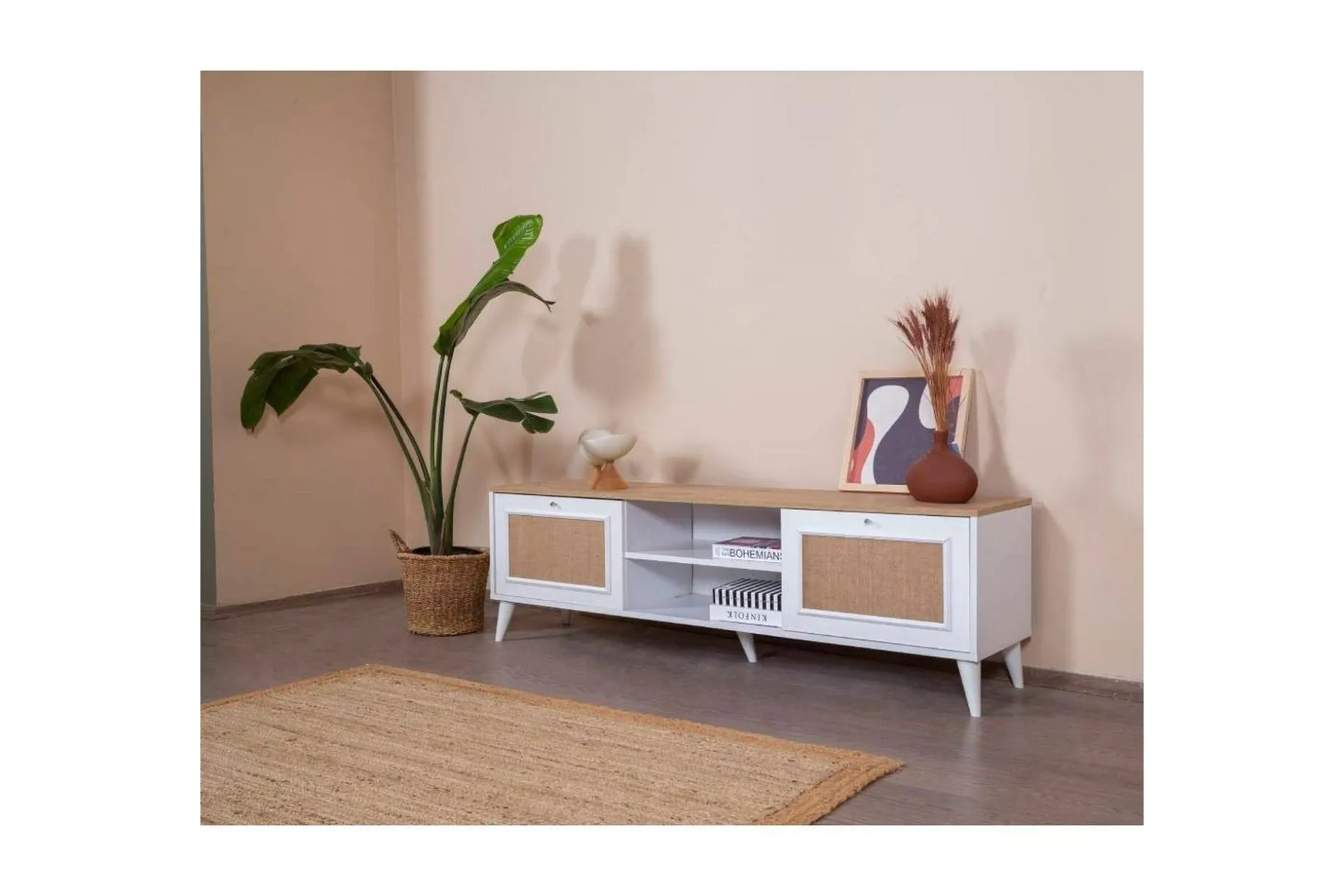 TV-bänk Jatinder Vit / Ek
