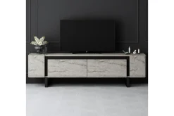 TV-bänk Sozi Travertin / Svart