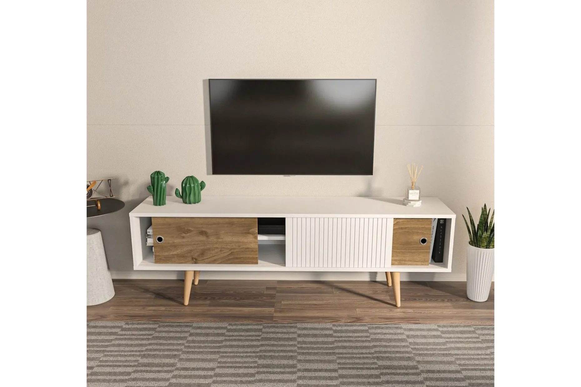 TV-bänk Ticoman Vit / Valnöt