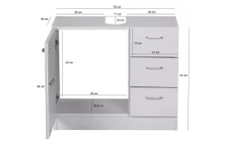 Tvättställsskåp Wohnling Folierad spånskiva 1 dörr 3 lådor modern