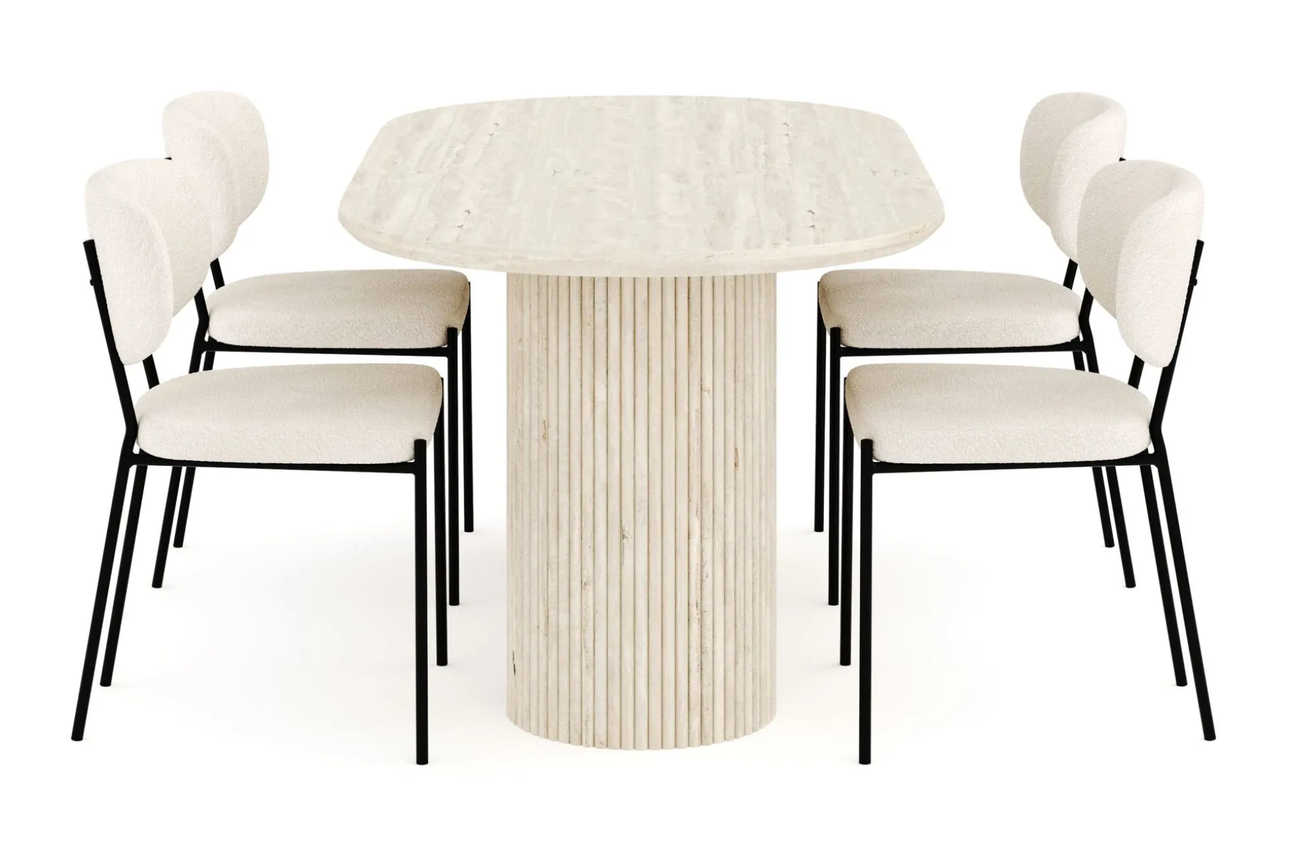 Uppveda Matgrupp 180 cm Oval med 4 Gemmiano Matstolar