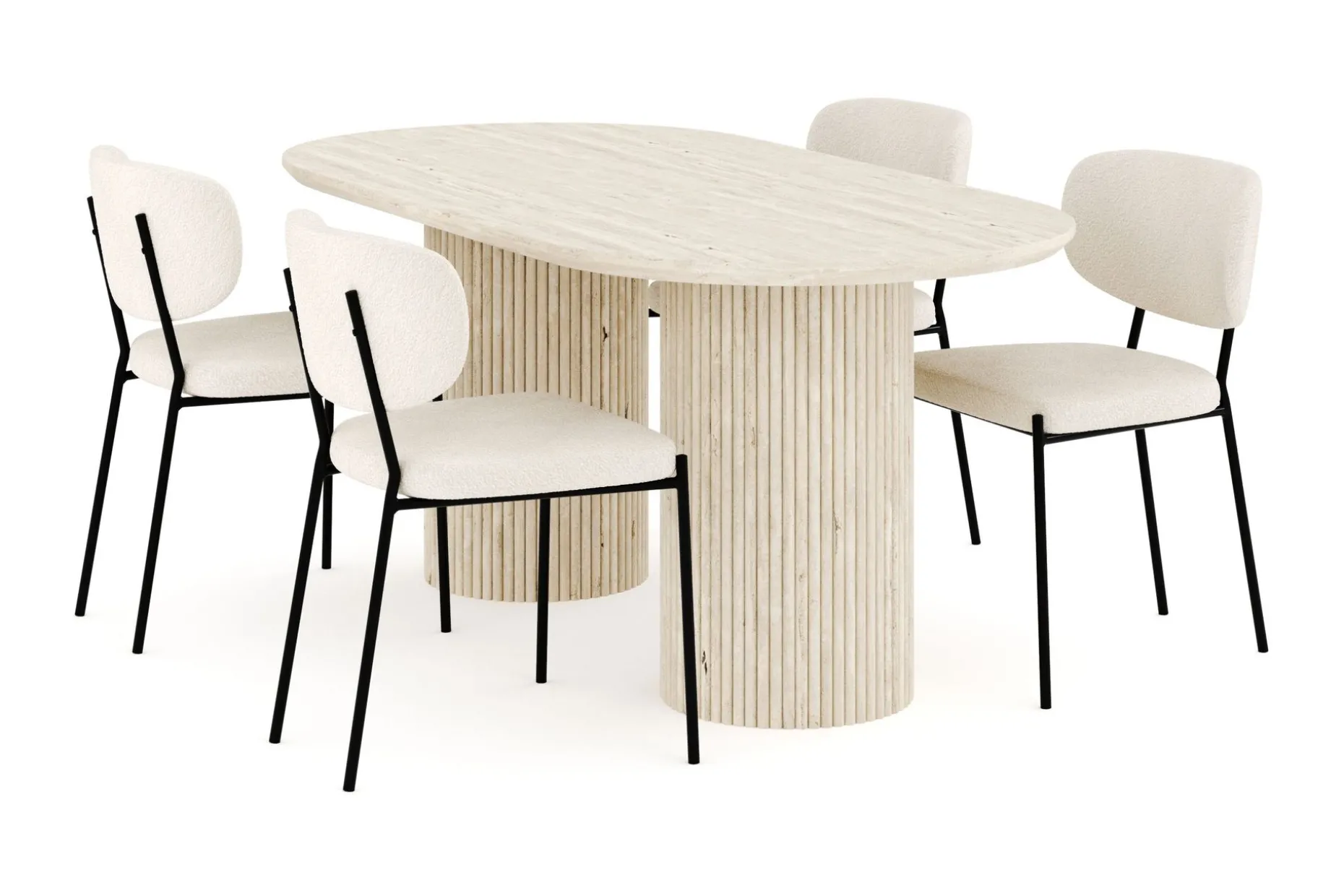 Uppveda Matgrupp 180 cm Oval med 4 Gemmiano Matstolar