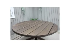 Utomhusmöbelgrupp Ø 112 cm bord & 4 Levanto grå stolar Brun