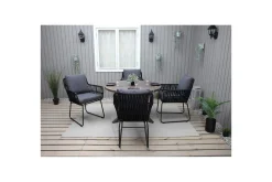 Utomhusmöbelgrupp Ø 112 cm bord & 4 Levanto grå stolar Brun