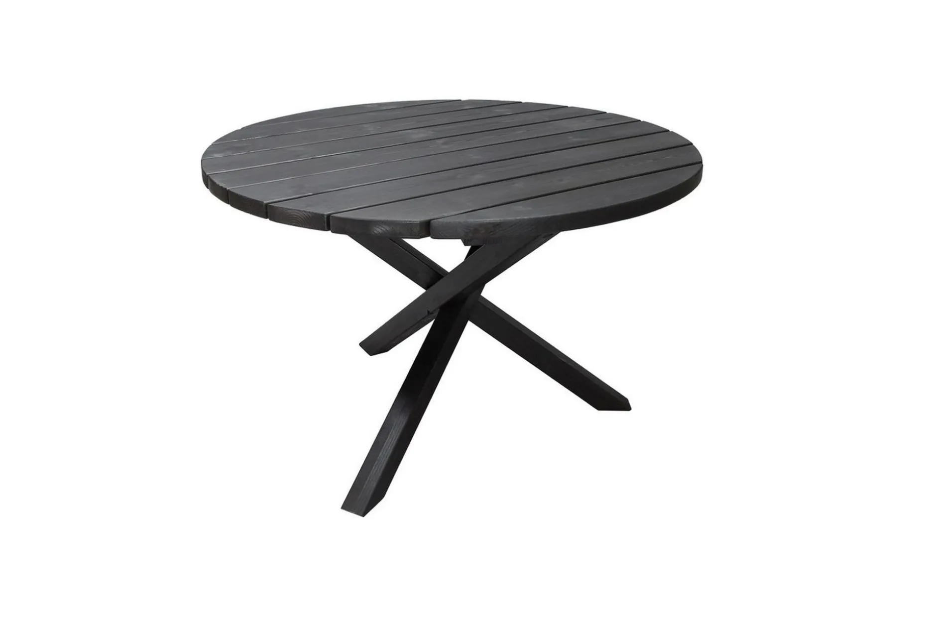 Utomhusmöbelgrupp Ø 112 cm bord & 4 Merida naturell stolar Svart