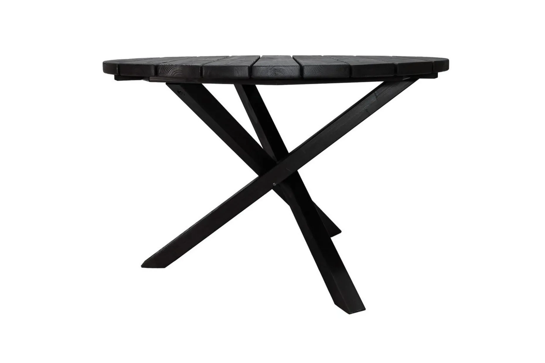 Utomhusmöbelgrupp Ø 112 cm bord & 4 Merida naturell stolar Svart