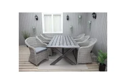 Utomhusmöbelgrupp 220 cm bord & 6 Belize grå stolar Grå