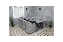Utomhusmöbelgrupp 220 cm bord & 6 Belize grå stolar Grå