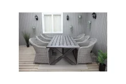 Utomhusmöbelgrupp 220 cm bord & 6 Belize grå stolar Grå