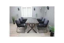 Utomhusmöbelgrupp 190 cm Bord & 6 Levanto grå stolar Brun