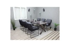 Utomhusmöbelgrupp 190 cm Bord & 6 Levanto grå stolar Brun