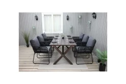 Utomhusmöbelgrupp 190 cm Bord & 6 Levanto grå stolar Brun
