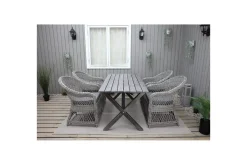 Utomhusmöbelgrupp 150 cm Bord & 4 Merida grå stolar Grå