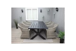 Utomhusmöbelgrupp 220 cm bord & 6 Belize naturell stolar Svart