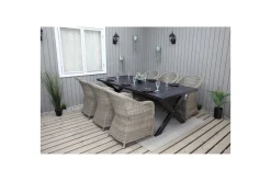 Utomhusmöbelgrupp 220 cm bord & 6 Belize naturell stolar Svart