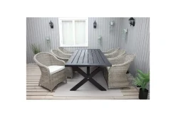 Utomhusmöbelgrupp 220 cm bord & 6 Belize naturell stolar Svart