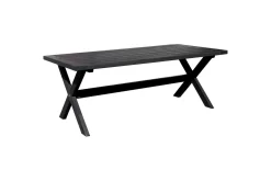 Utomhusmöbelgrupp 220 cm bord & 6 Belize naturell stolar Svart