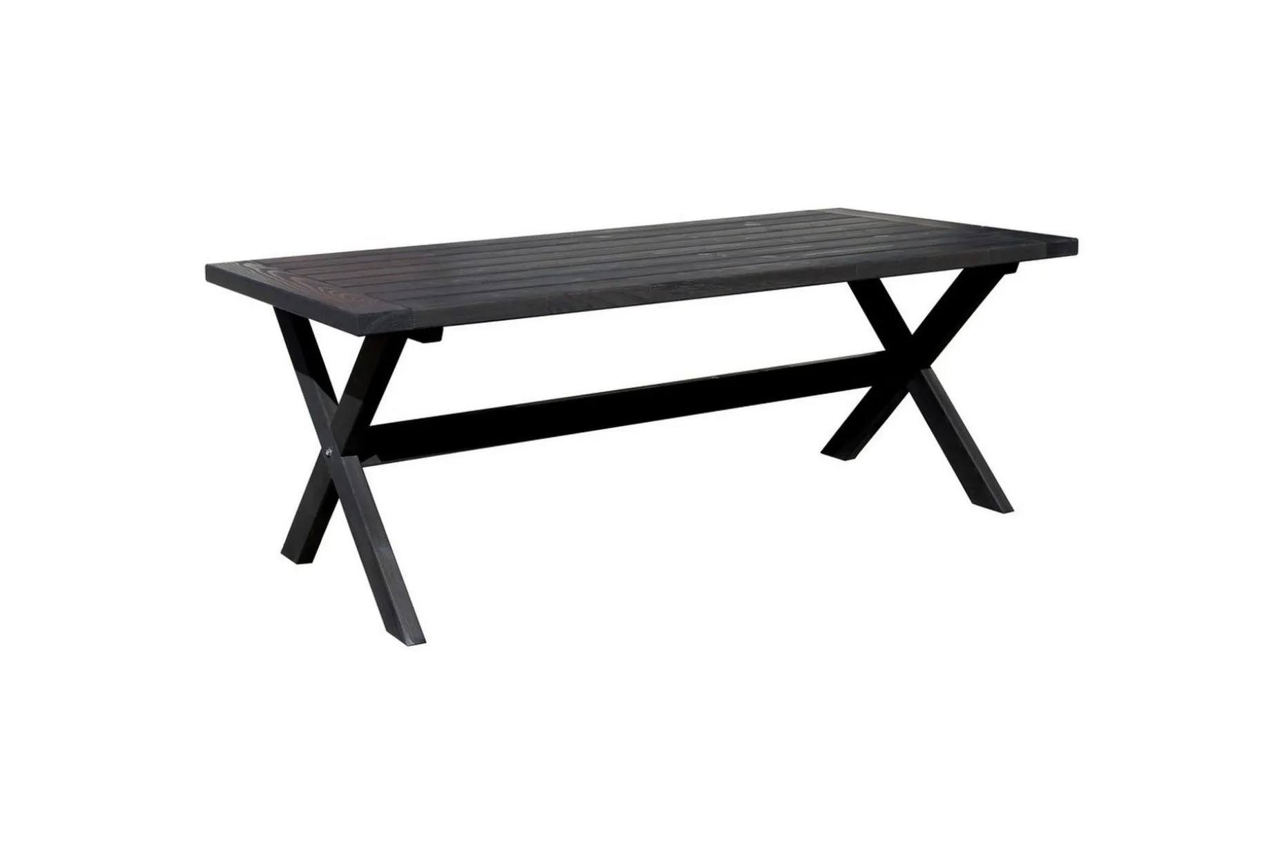 Utomhusmöbelgrupp 220 cm bord & 6 Belize naturell stolar Svart
