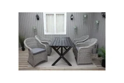 Utomhusmöbelgrupp 150 cm Bord & 4 Belize grå stolar Svart