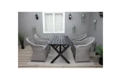 Utomhusmöbelgrupp 150 cm Bord & 4 Belize grå stolar Svart
