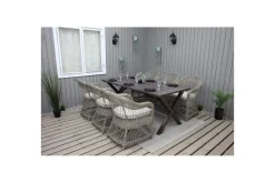 Utomhusmöbelgrupp 190 cm Bord & 6 Merida naturell stolar Brun