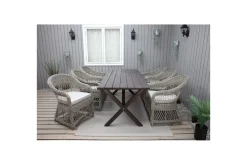 Utomhusmöbelgrupp 190 cm Bord & 6 Merida naturell stolar Brun