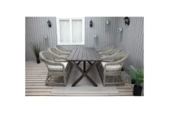 Utomhusmöbelgrupp 190 cm Bord & 6 Merida naturell stolar Brun