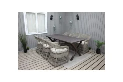 Utomhusmöbelgrupp 190 cm Bord & 6 Merida naturell stolar Brun
