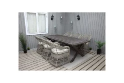 Utomhusmöbelgrupp 220 cm bord & 6 Merida naturell stolar Brun