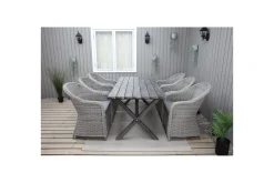 Utomhusmöbelgrupp 190 cm Bord & 6 Belize grå stolar Grå