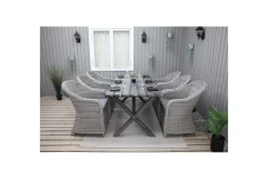 Utomhusmöbelgrupp 190 cm Bord & 6 Belize grå stolar Grå