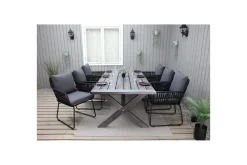 Utomhusmöbelgrupp 220 cm Bord & 6 Levanto grå stolar Grå