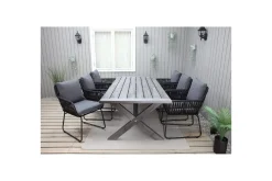Utomhusmöbelgrupp 220 cm Bord & 6 Levanto grå stolar Grå