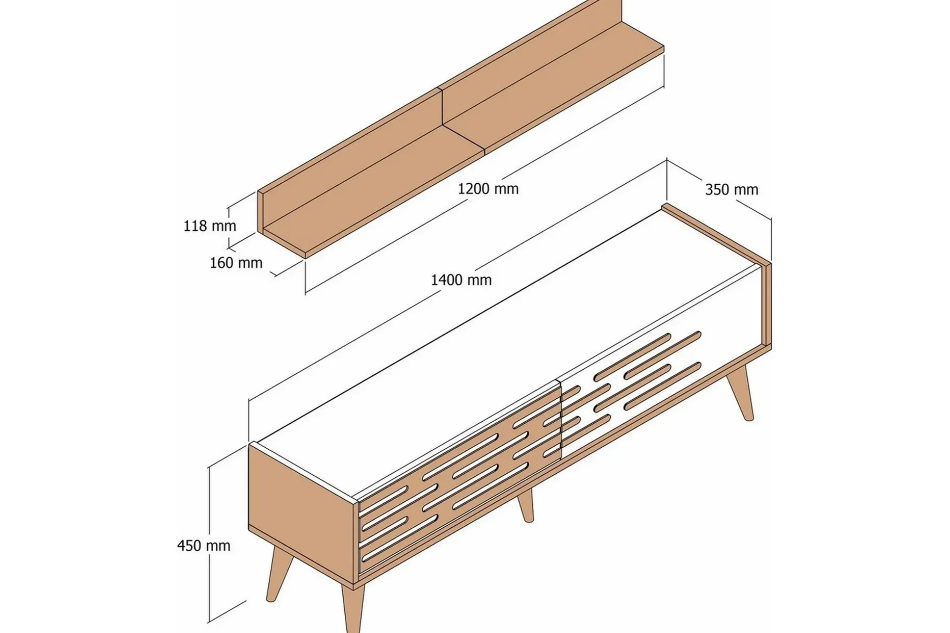 Valensiya Tv-möbelset 140x45 cm