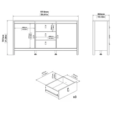 Vallvidera Sideboard med 2 dörrar och 3 lådor 151 cm