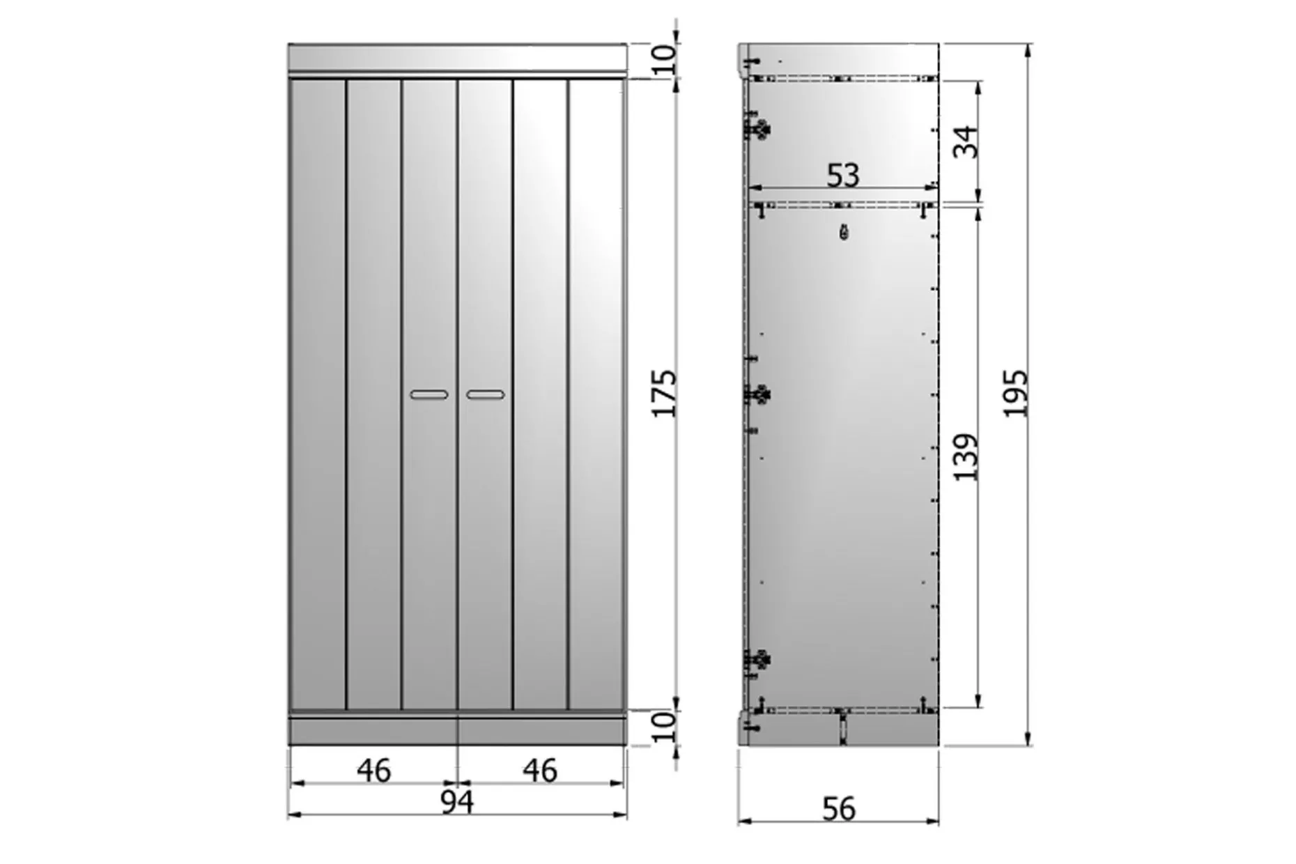Varius Garderob 94 cm 2 Dörrar