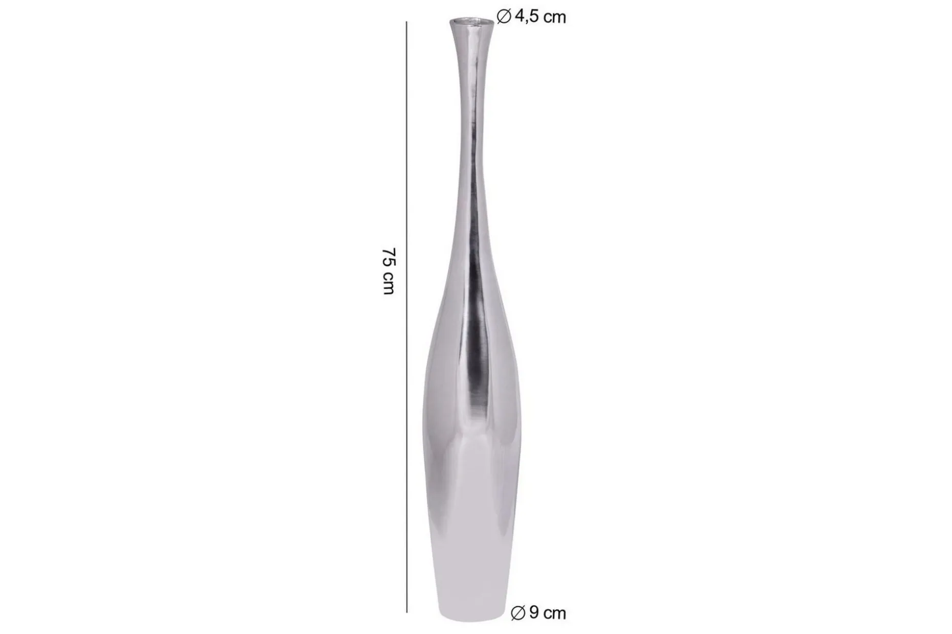 Vas Wohnling polerad aluminiumgjutning, modern stil 75 cm