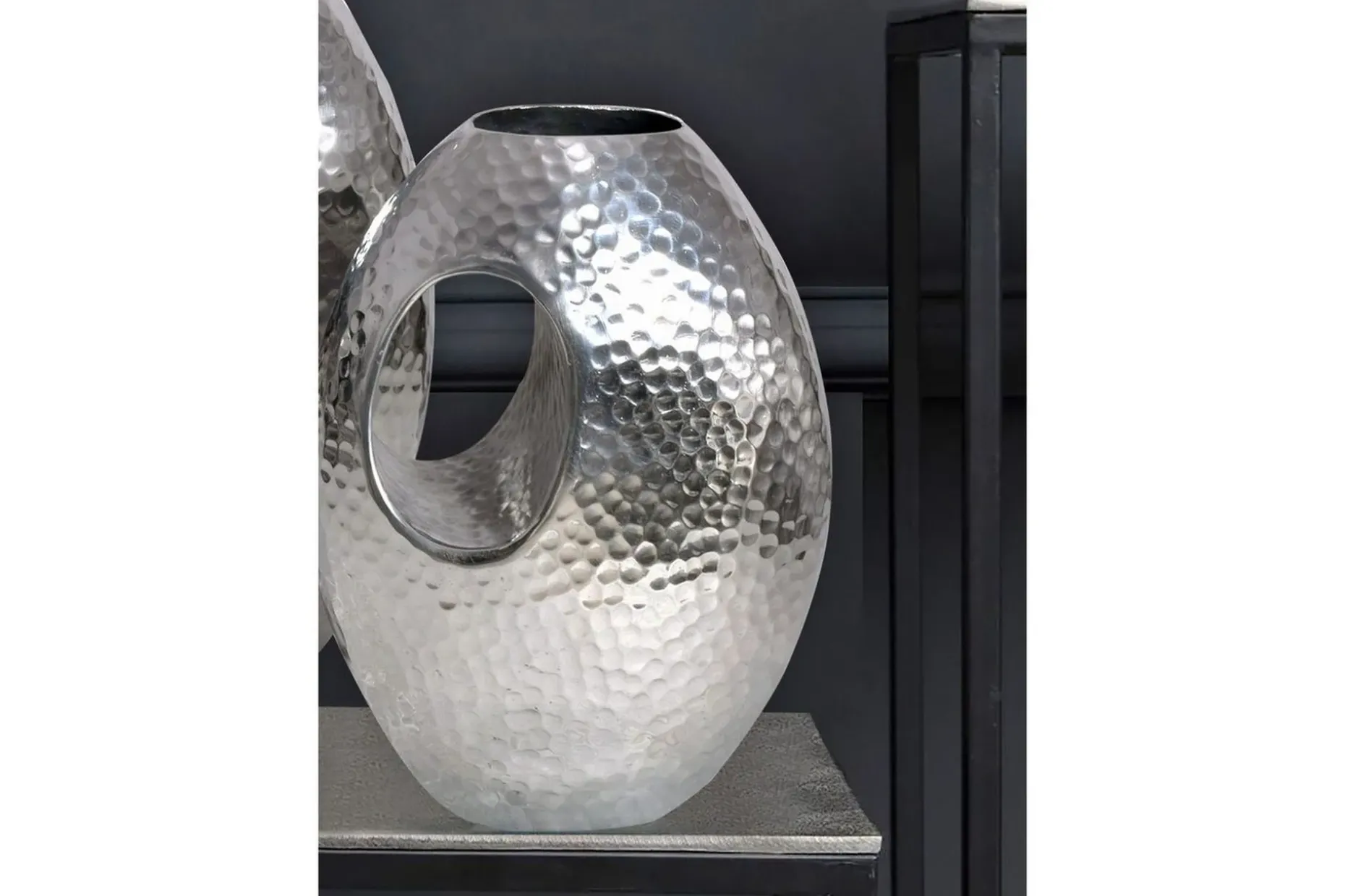 Vas Wohnling Set om 2 Aluminium Hamrad look, modern loftstil Silver