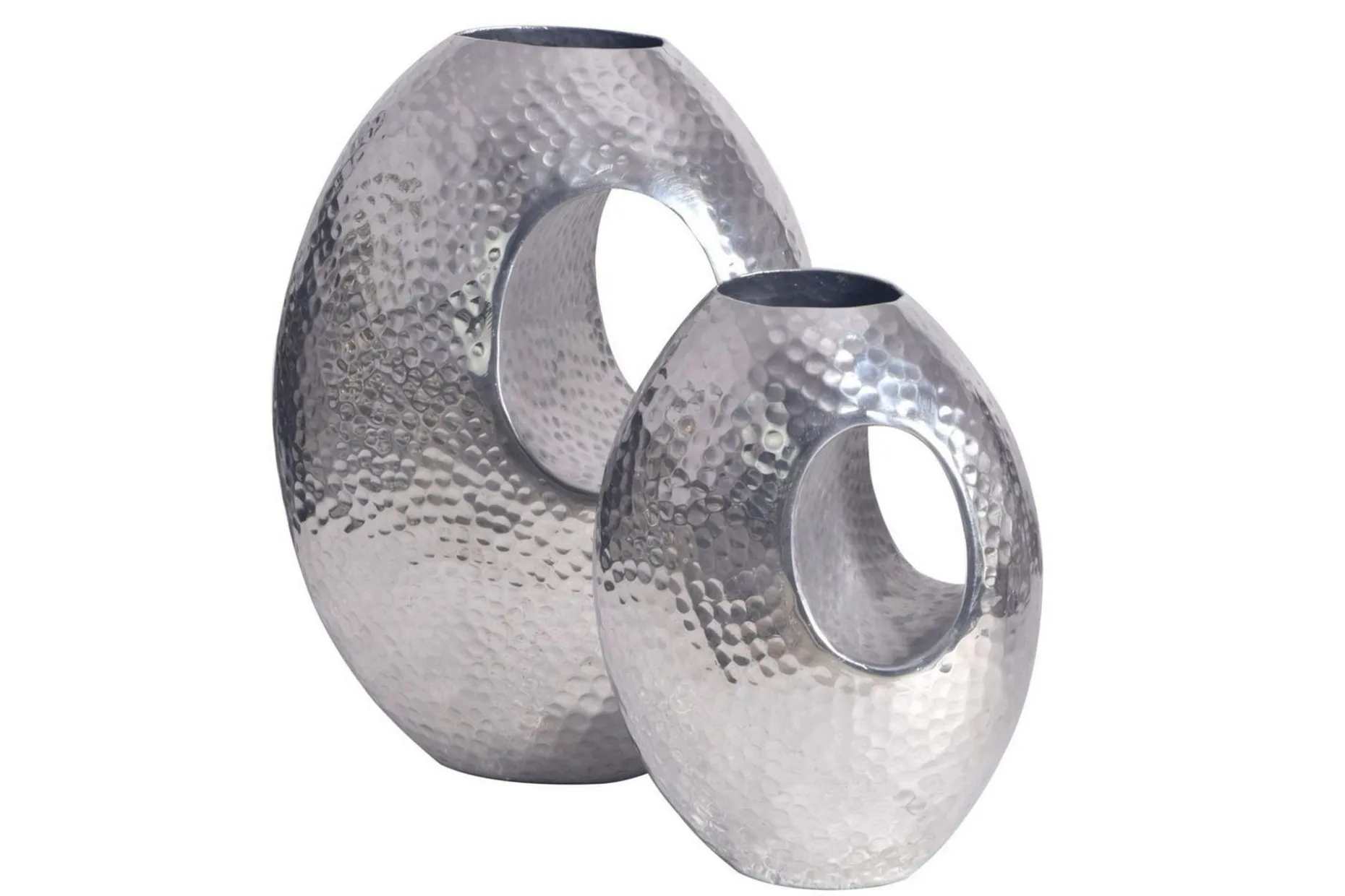 Vas Wohnling Set om 2 Aluminium Hamrad look, modern loftstil Silver
