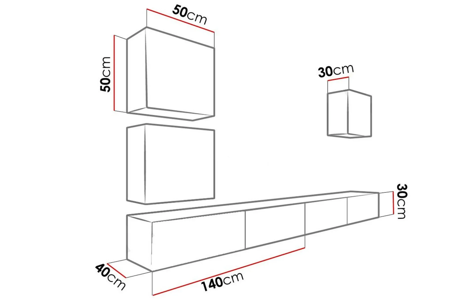 Vasil TV-möbelset 280x40x180 cm