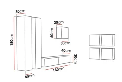 Vasil TV-möbelset 260x40x180 cm