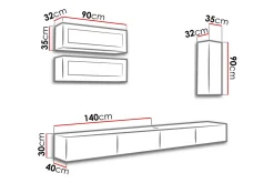 Vasil TV-möbelset 280x40x180 cm