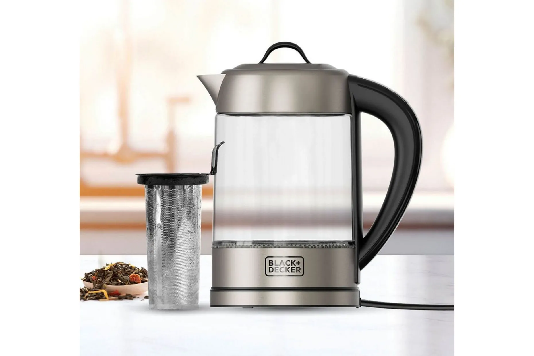 Vattenkokare Black+Decker i Glas med Te-filter 1.7L