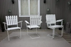 Vaxholm Matgrupp Utomhus Rund 100 cm + 4 Utestolar Vit