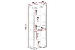 Vegas Bokhylla 70x40,5x192 cm LED-belysning