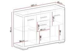 Vegas Skänk 127,5x40,5x91 cm LED-belysning