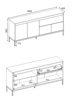 Velar Konsol 180x80x40 cm
