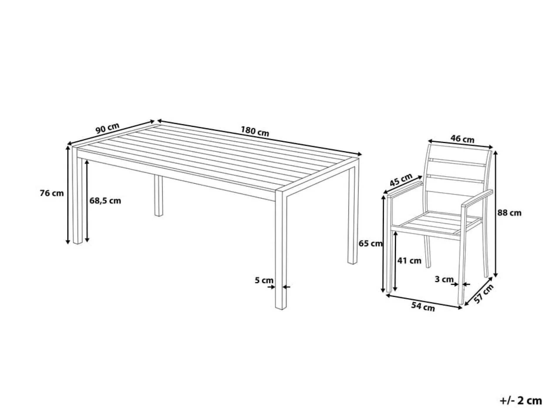 Vernio Trädgårdsmöbelset Med Utebord+6 Utestolar