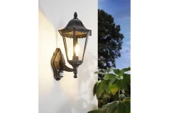 Vägglampa Utebelysning Eglo Navedo med Sensor Svart, Silverpatinerad Klar